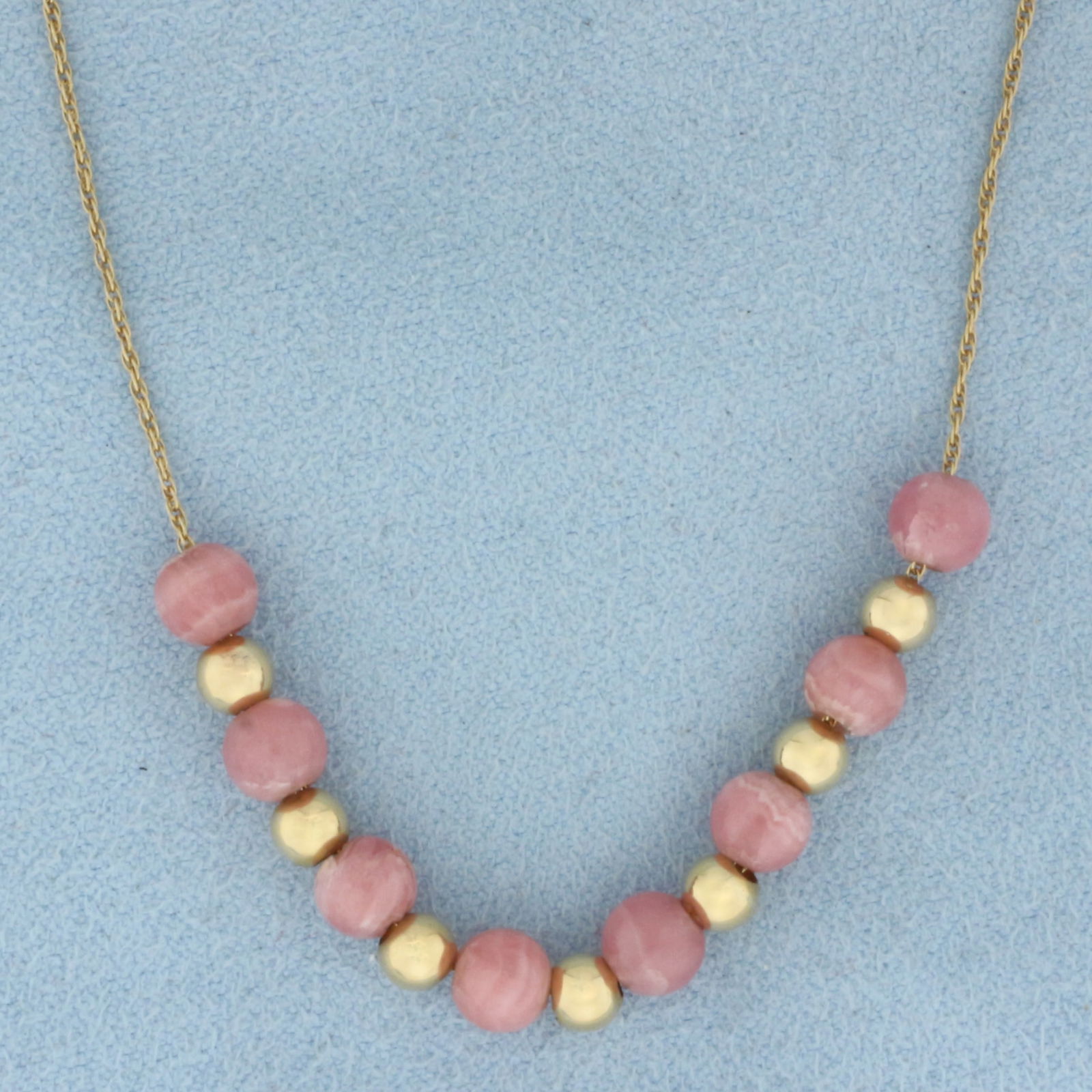 Morganite and Ball Bead Necklace in 14K Yellow Gold (1 of 2)