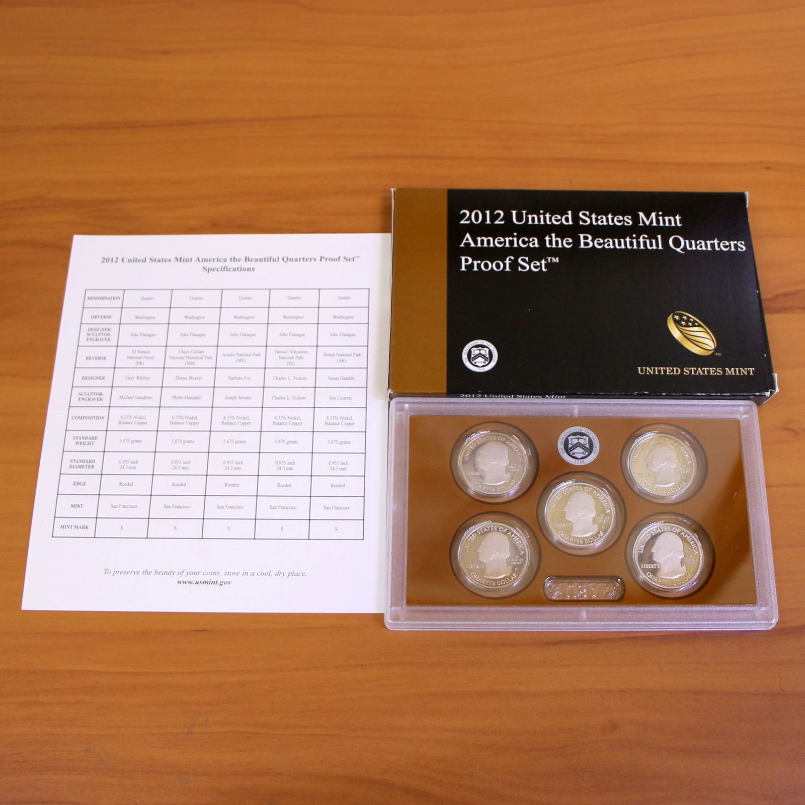 2011 or 2012 US Mint America the Beautiful Quarters Proof Coin Set OGP: Contains one 2011 or 2012 United States Mint America the Beautiful Quarters Proof Set. Set in original government packaging and contains certificate of authenticity.