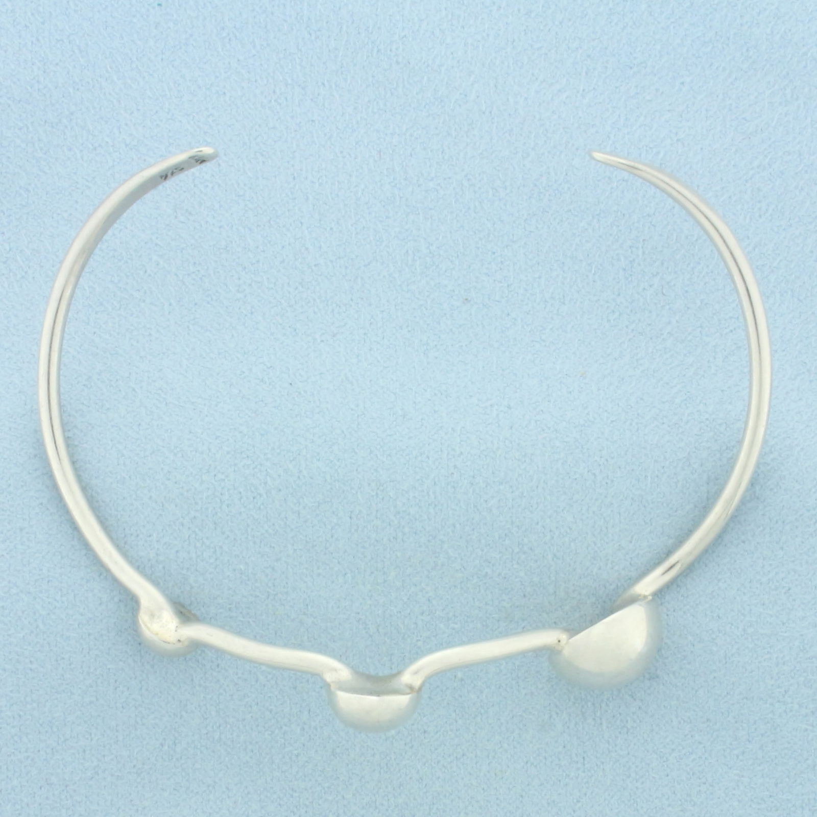 Three Bead Bangle Bracelet in Sterling Silver - 2