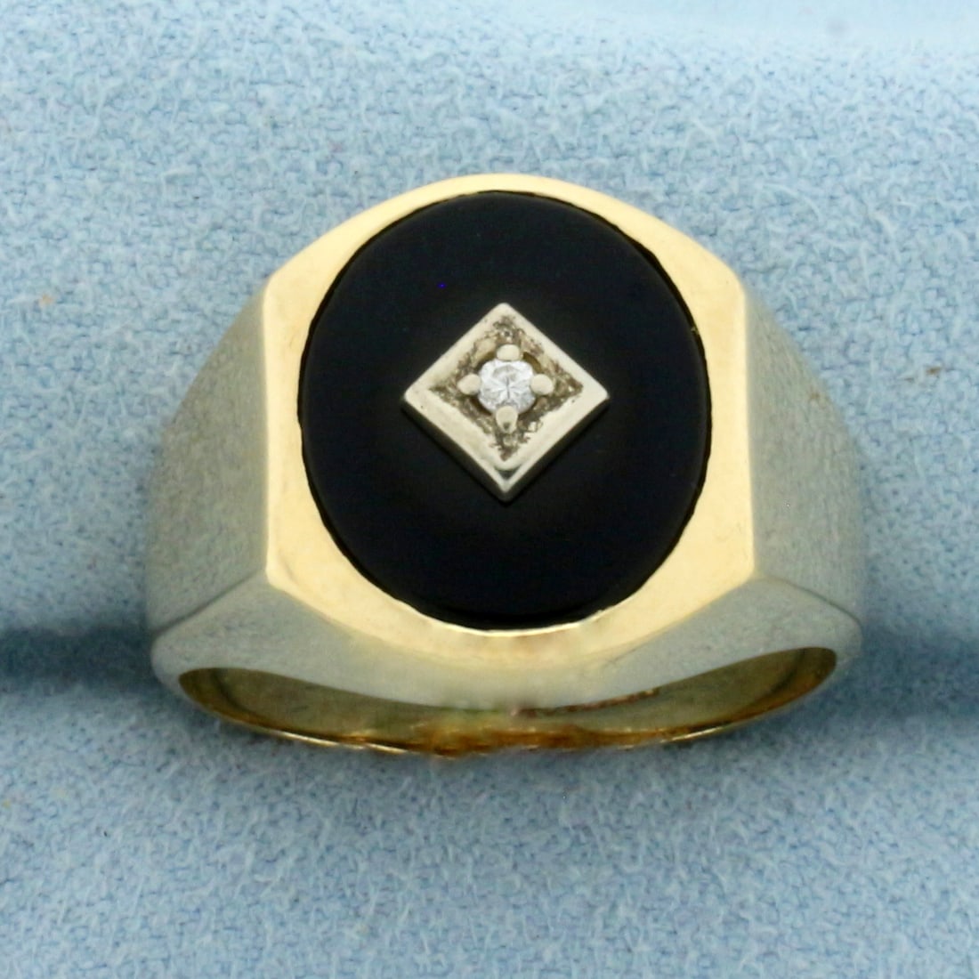 Vintage Onyx and Diamond Signet Ring in 14k Yellow Gold (1 of 4)