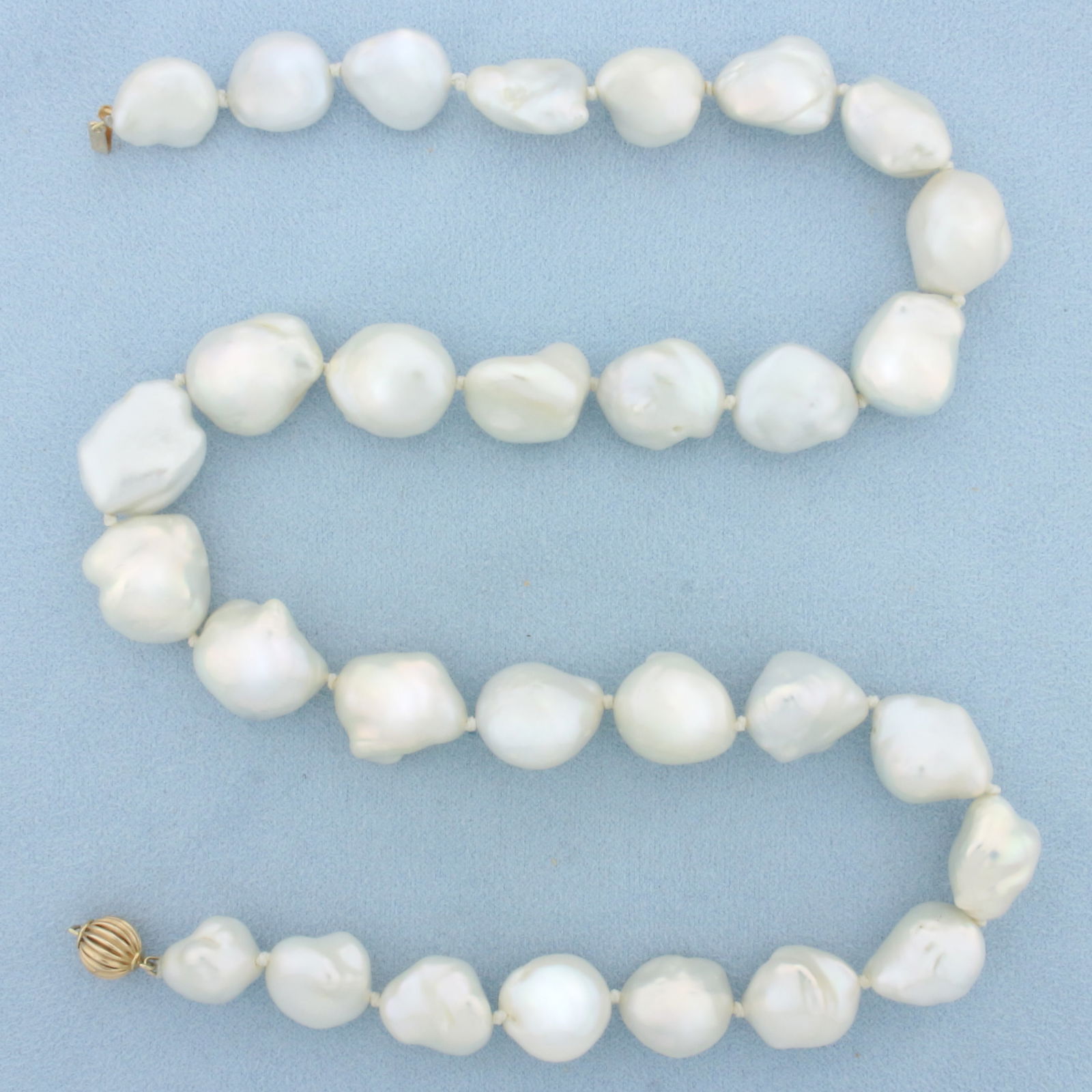 Hand Knotted Large Baroque Pearl Strand Necklace (1 of 2)