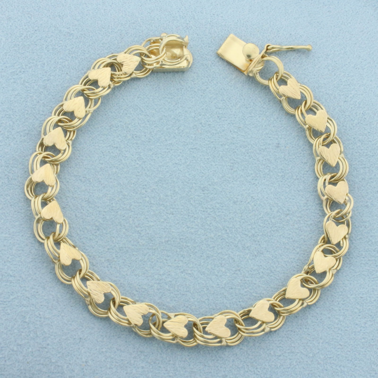 Heart Link Charm Bracelet in 14k Yellow Gold (1 of 2)