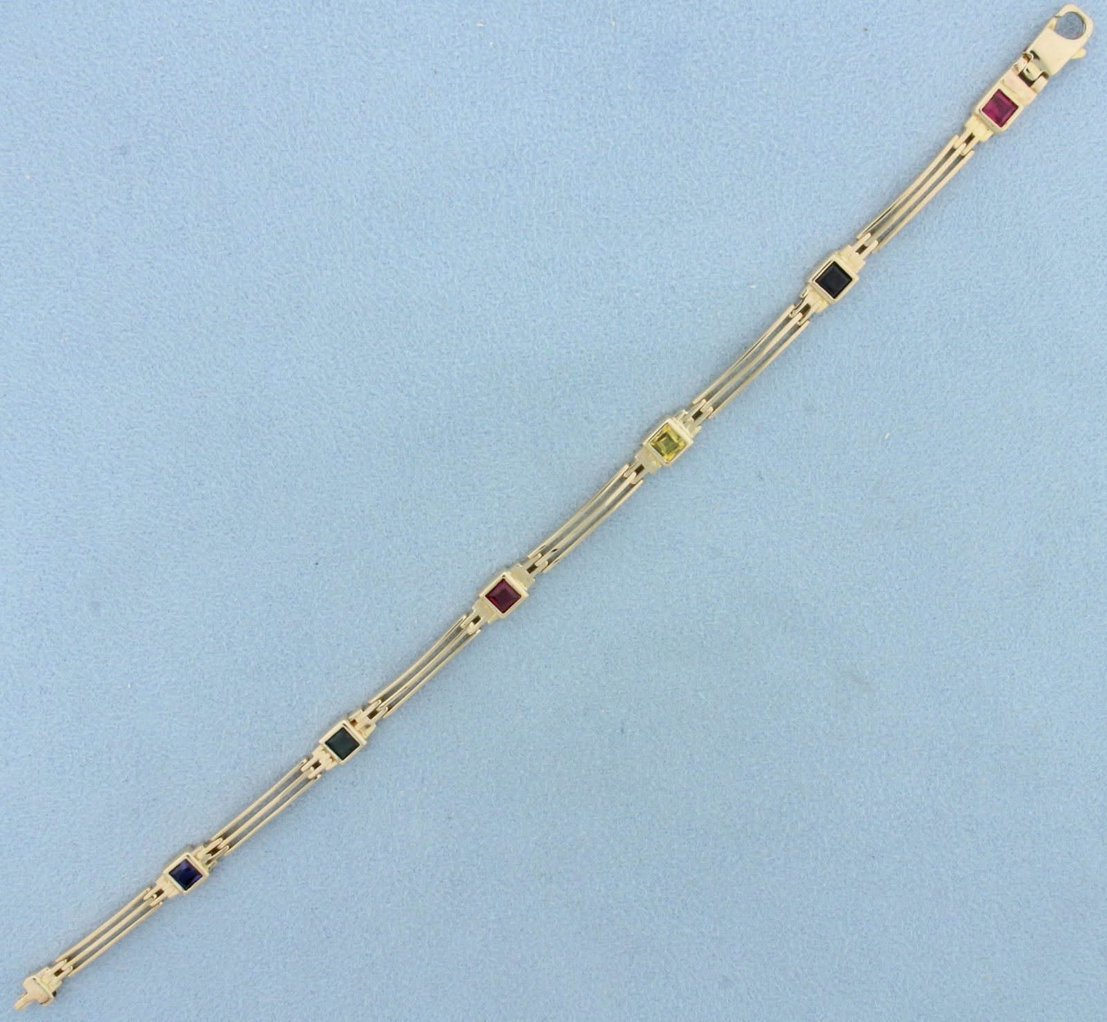 Rainbow Sapphire Bracelet in 14k Yellow Gold (1 of 3)