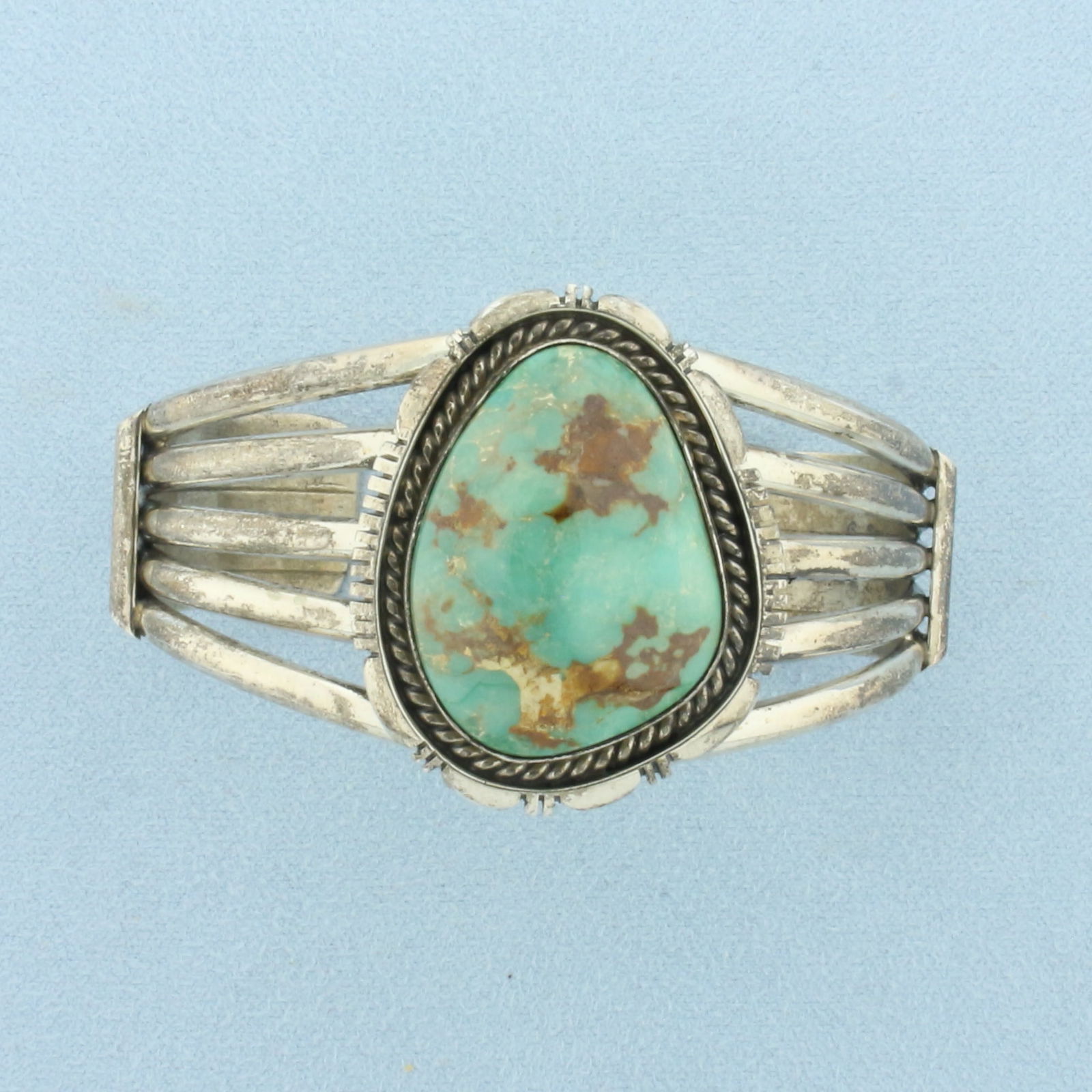 G. Spencer Signed Navajo Turquoise Cuff Bracelet in Sterling Silver (1 of 3)