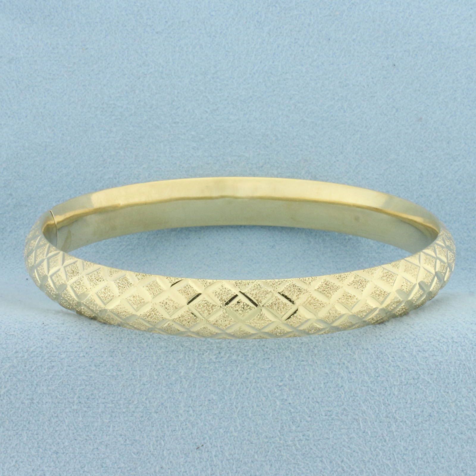 Diamond Cut Sandblast Hinged Bangle Bracelet in 14k Yellow Gold (1 of 3)