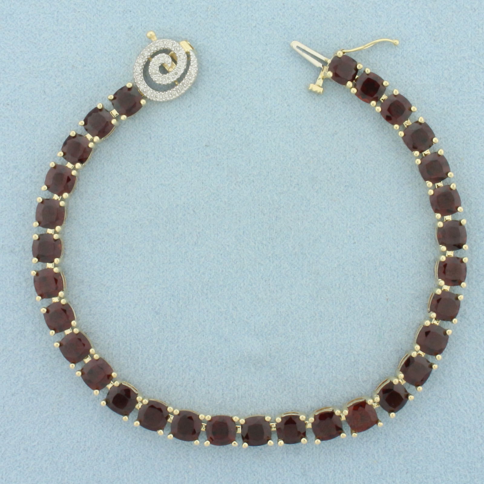 Garnet and Diamond Tennis Bracelet in 14k Yellow Gold (1 of 2)
