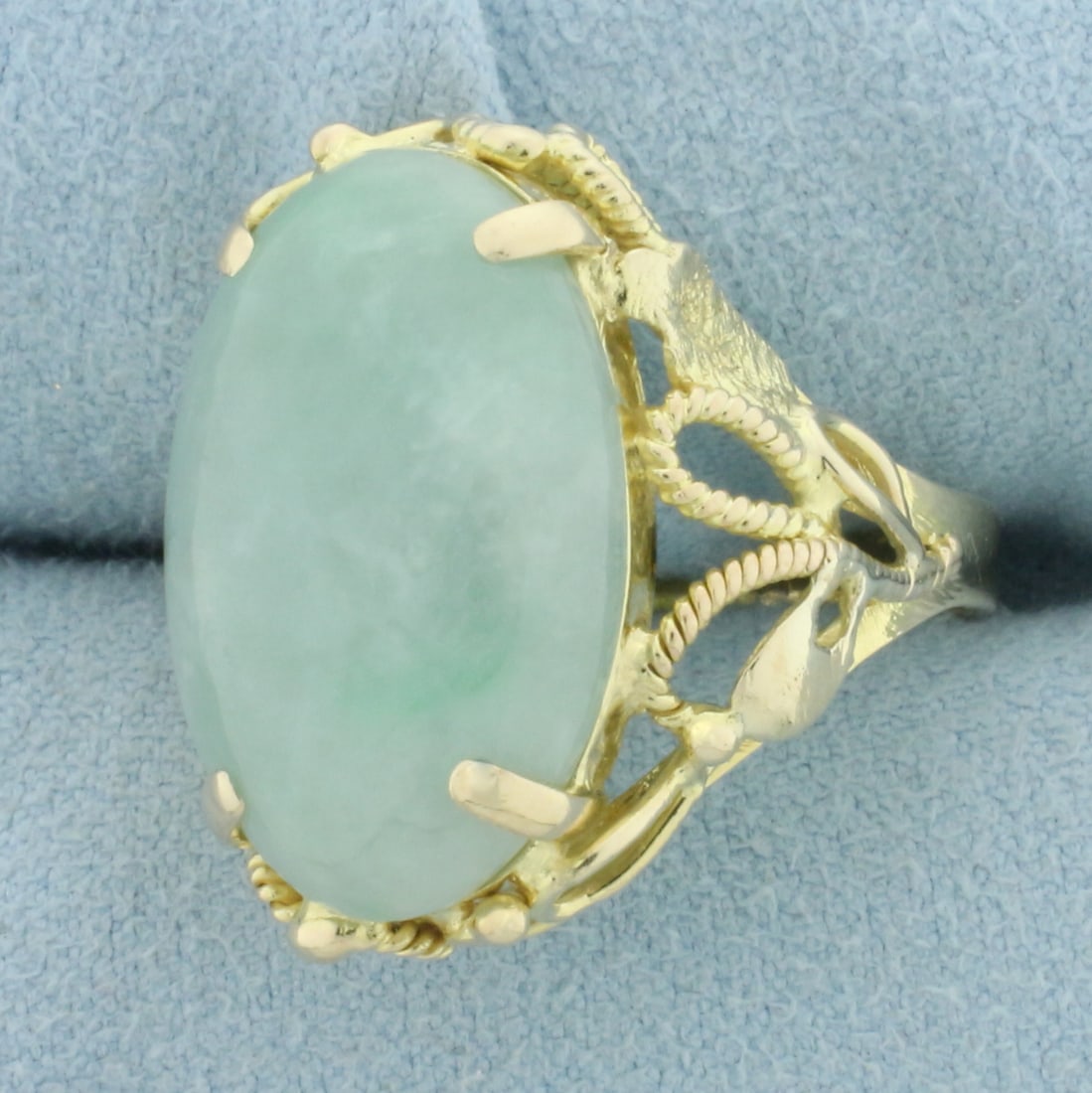 Jade Solitaire Statement Ring in 14k Yellow Gold - 2