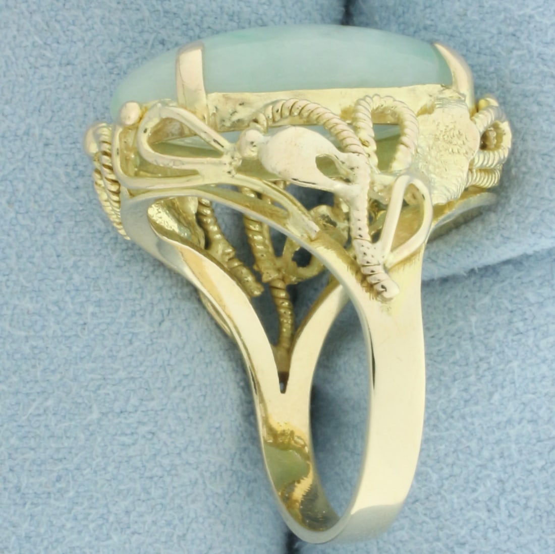 Jade Solitaire Statement Ring in 14k Yellow Gold - 3