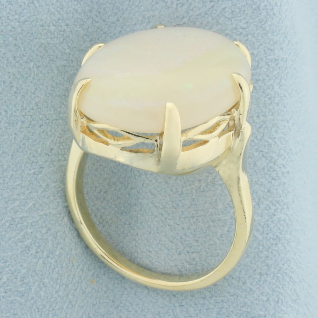 12ct Opal Solitaire Statement Ring in 14k Yellow Gold - 3