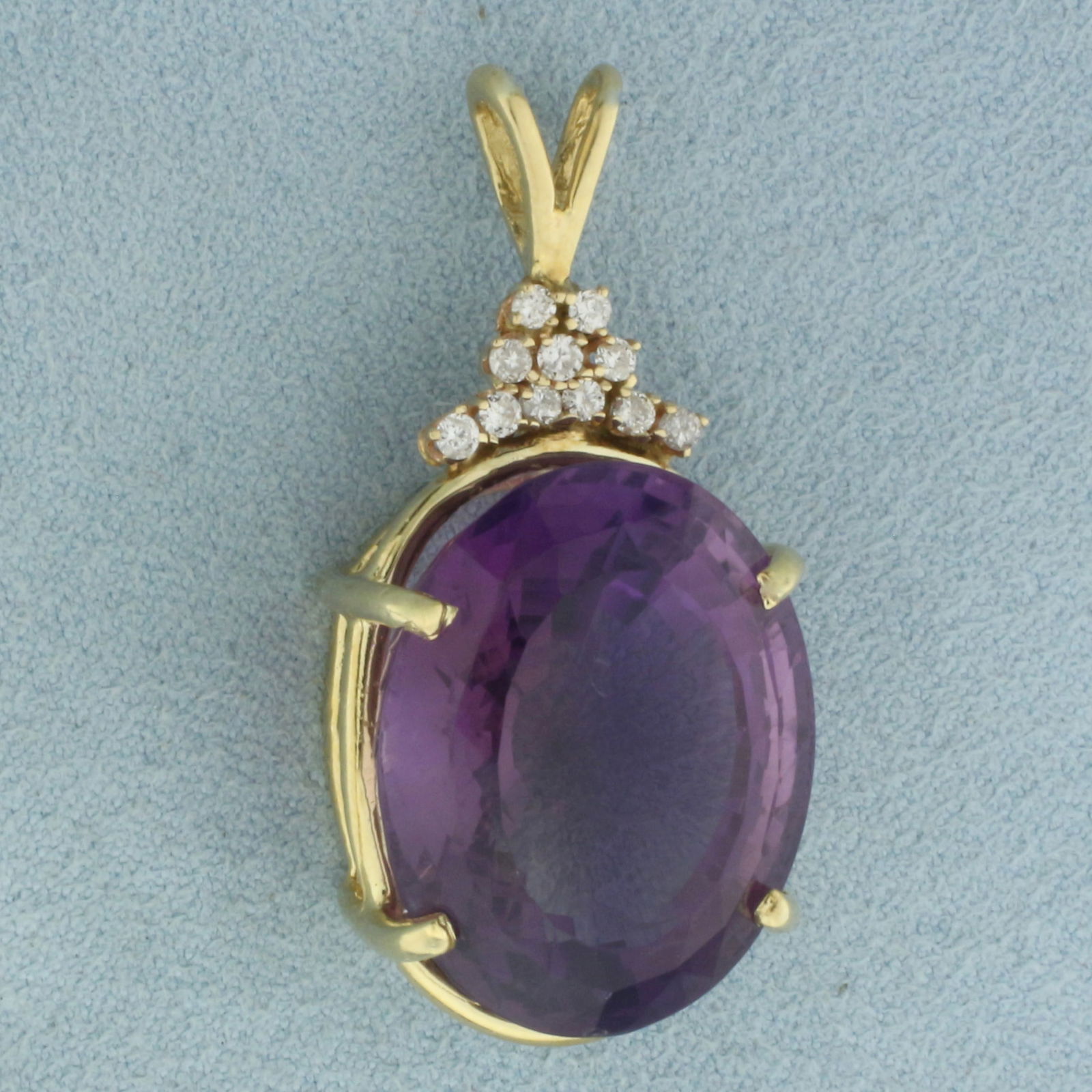 Large Amethyst and Diamond Statement Pendant in 14k Yellow Gold (1 of 3)