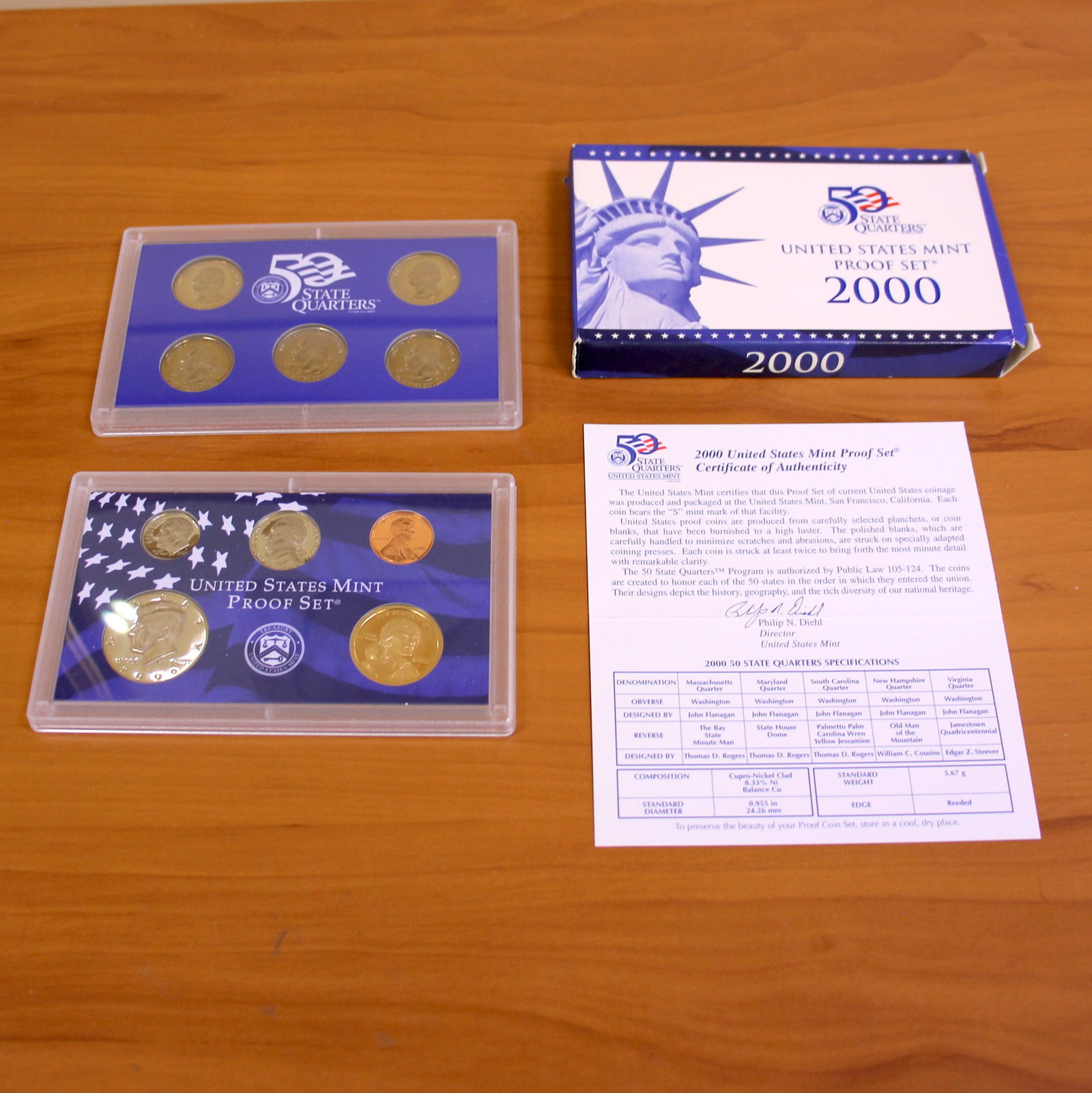 US Mint Proof Coin Set and State Quarters Set OGP: Contains one set from 1999-2007. Contains one United States Mint uncirculated 4-Coin proof set and one United States Mint uncirculated state quarters coin set. Set in original government packaging, bo