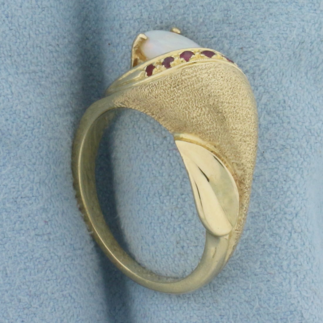 Opal and Ruby Ring in 14k Yellow Gold - 3