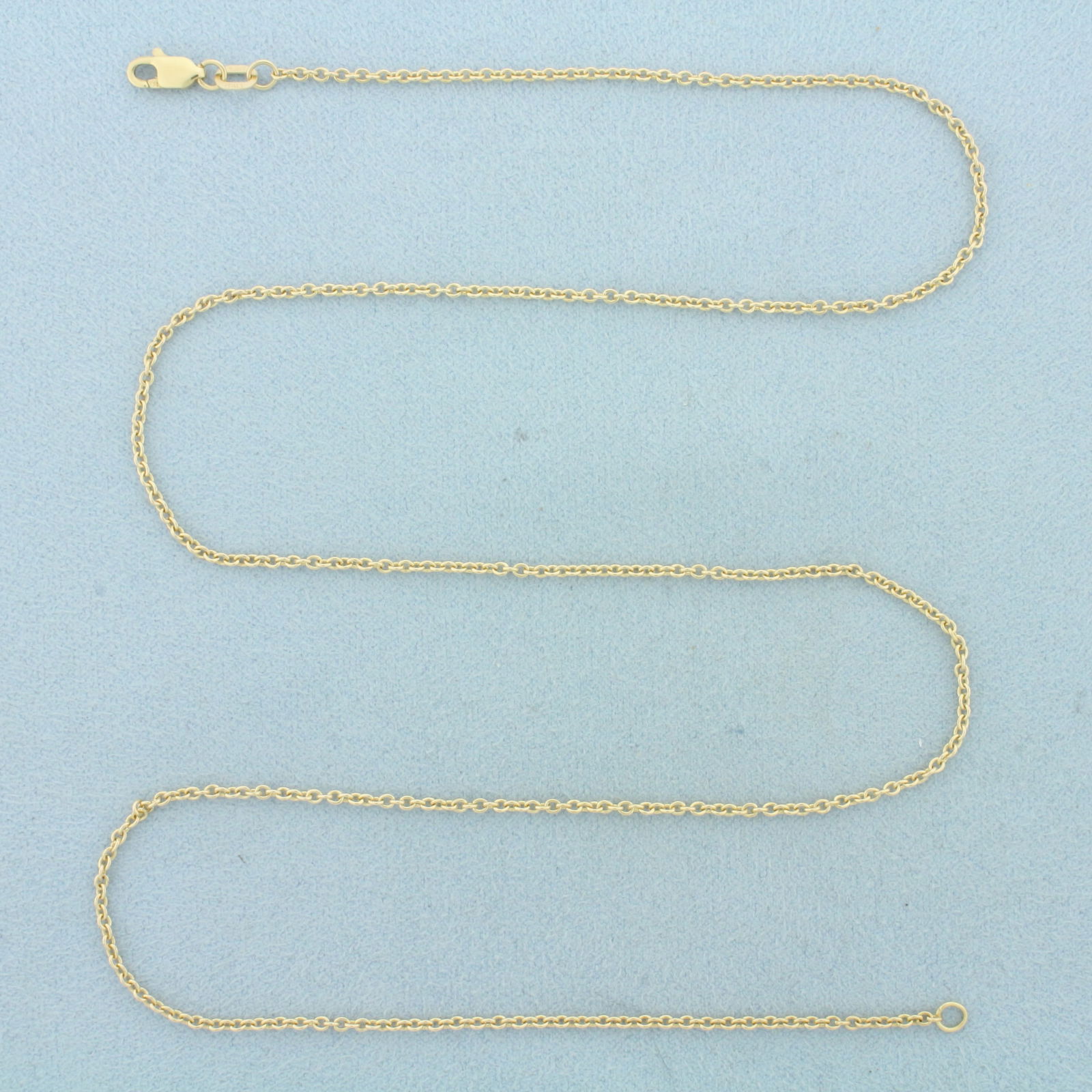 Italian 20 Inch Cable Link Chain Necklace in 14k Yellow Gold: In 14k Yellow Gold. 20 inches long. 1.7mm wide. Made in Italy. Lobster clasp. 3.7g.
