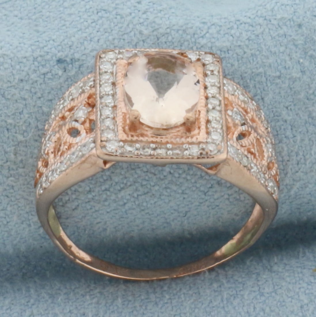 Morganite and Diamond Ring in 10k Rose Gold (1 of 4)