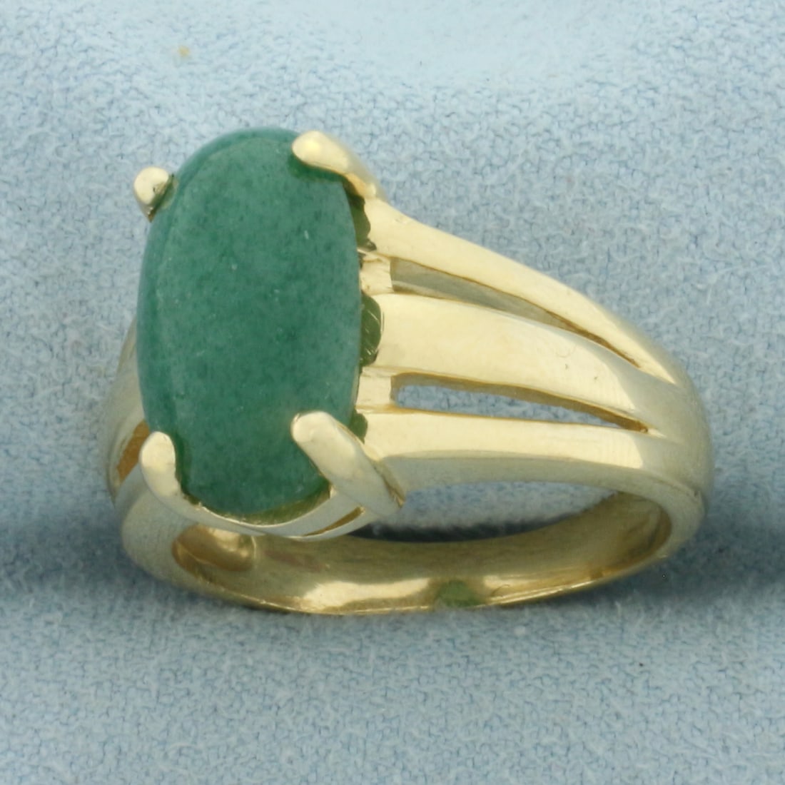 Jade Solitaire Statement Ring in 14k Yellow Gold - 2