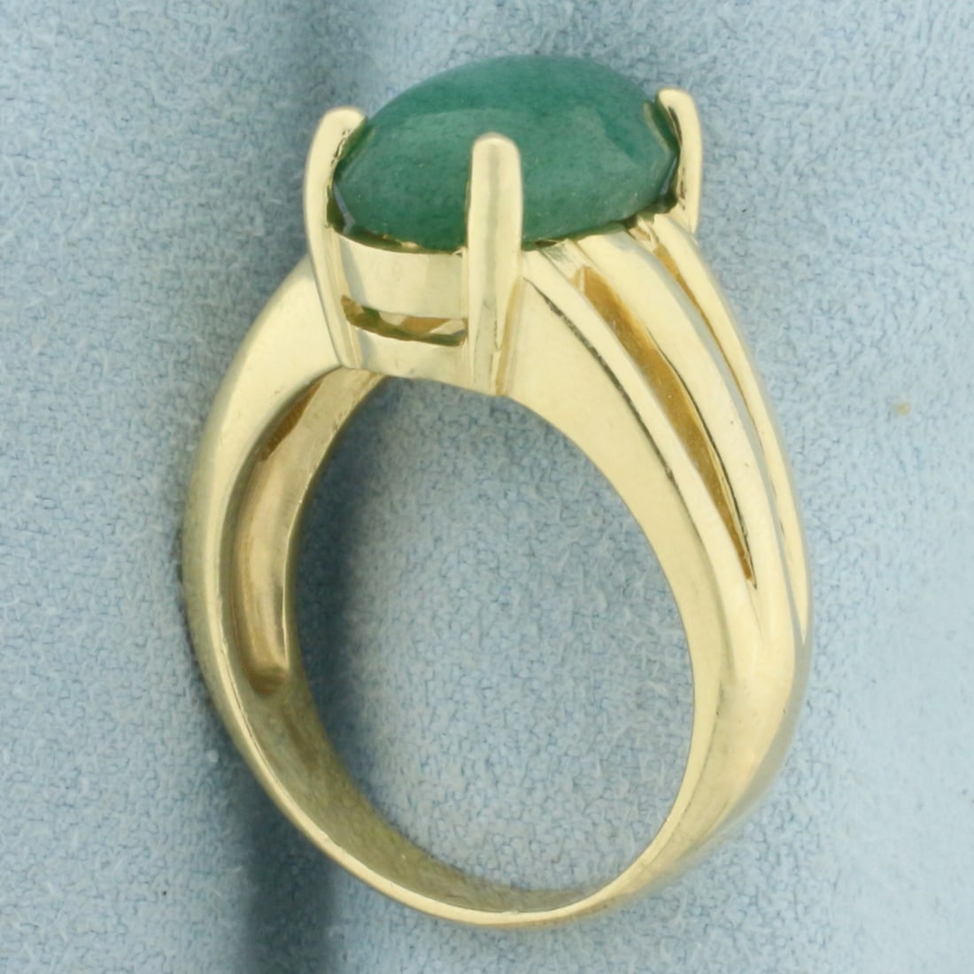 Jade Solitaire Statement Ring in 14k Yellow Gold - 3