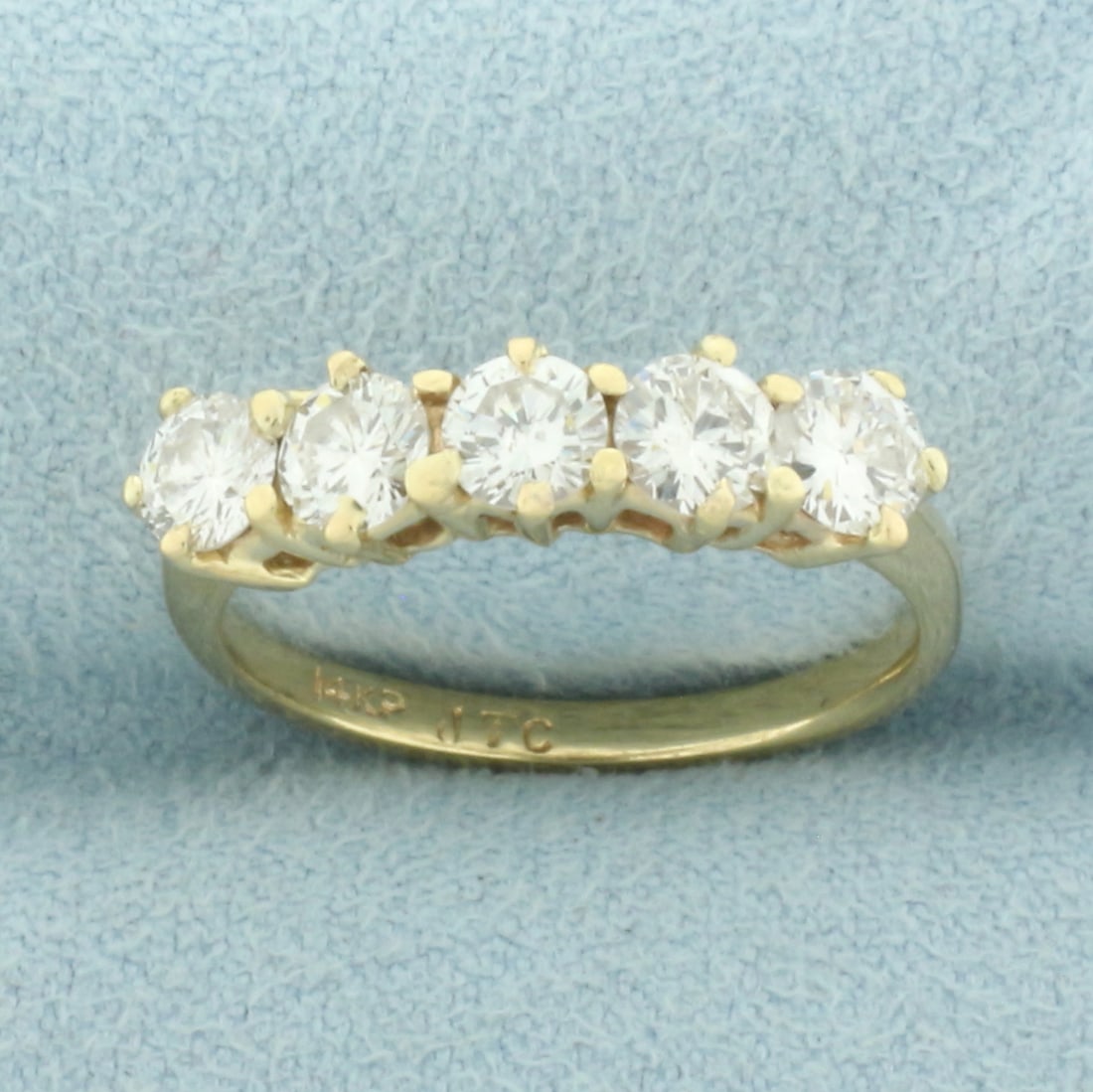 5-Stone Diamond Wedding or Anniversary Ring in 14k Yellow Gold (1 of 4)