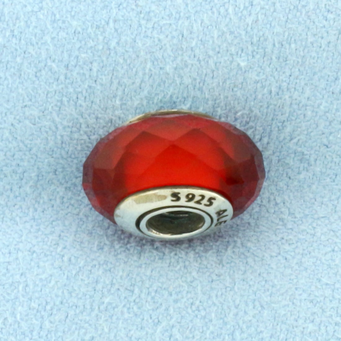 Pandora Retired Faceted Murano Glass Bead in Sterling Silver: In .925 Sterling Silver. 5/8 inch wide. 3.5g.