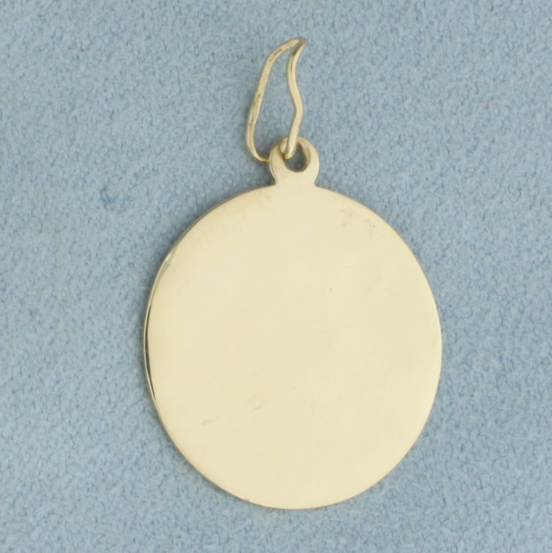 Engravable Disk Charm or Pendant in 14k Yellow Gold: In 14k Yellow Gold. 1 1/8 inch long. 3/4 inch wide. Can engrave on either/both sides. 2.9g.