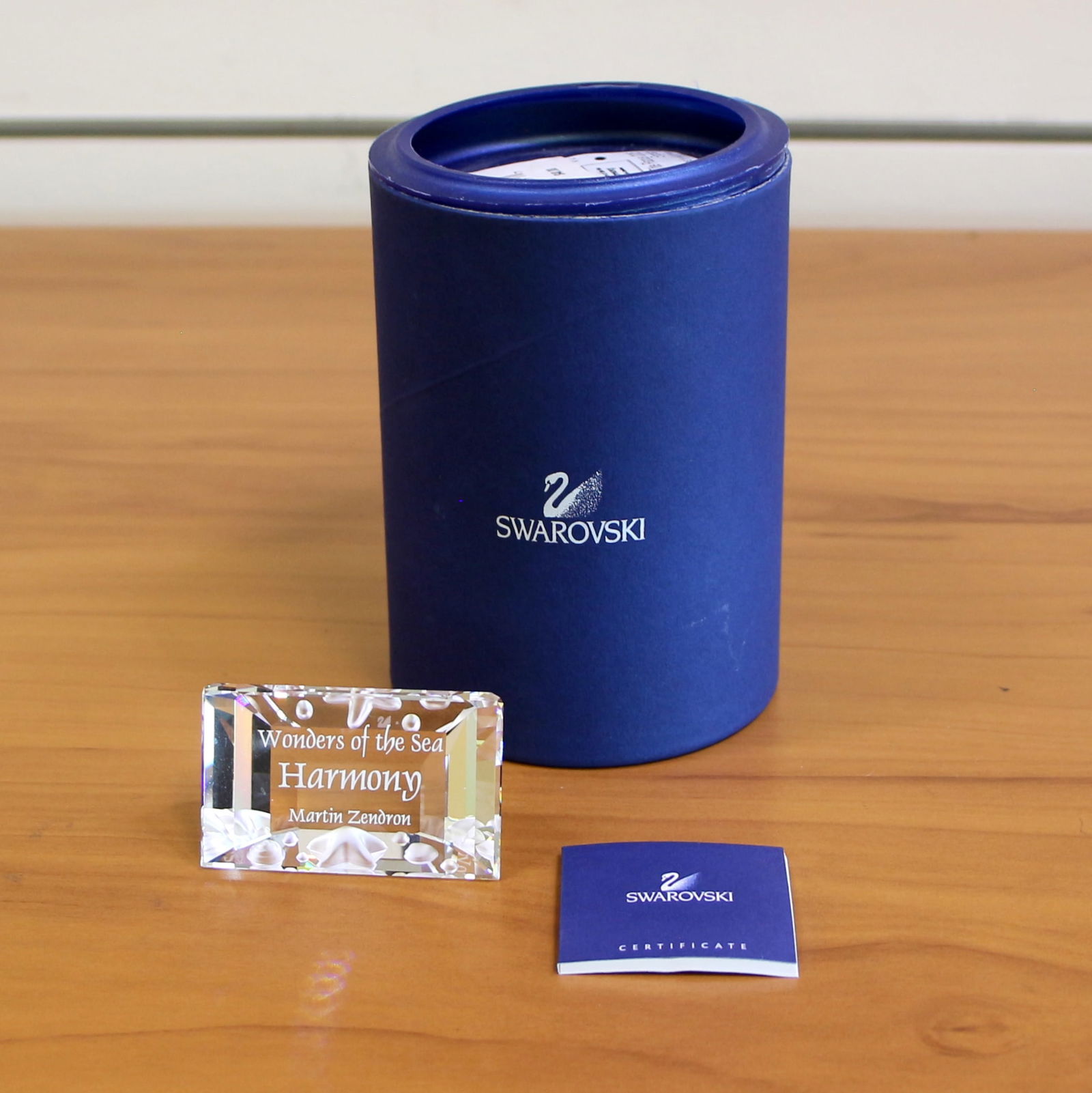 Swarovski Crystal 698560 Wonders of the Sea Harmony Martin Zendron Title Plaque with Box and Cert: Excellent condition with original box and certificate.