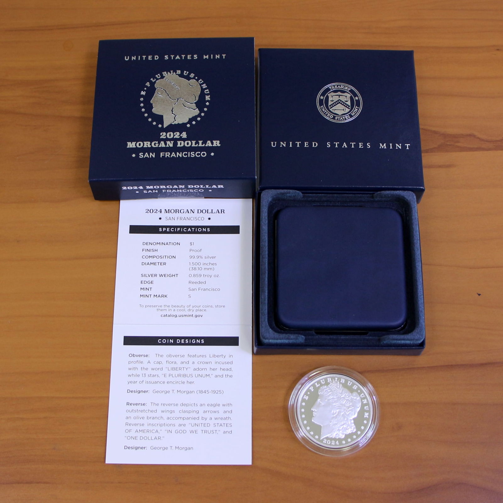 2024 US Mint Morgan Silver Dollar: Contains one 2024 San Francisco Mint 99.9% Silver Morgan Dollar. Set in original government packaging and contains certificate of authenticity.