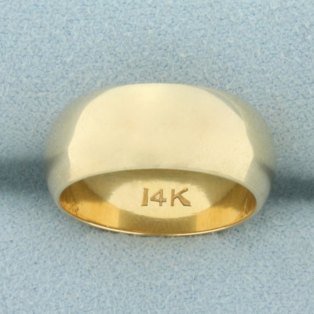 8mm High Polish Half Dome Wedding Band Ring in 14k Yellow Gold: In 14k Yellow Gold. 8mm wide. Size 7. 7.9g.