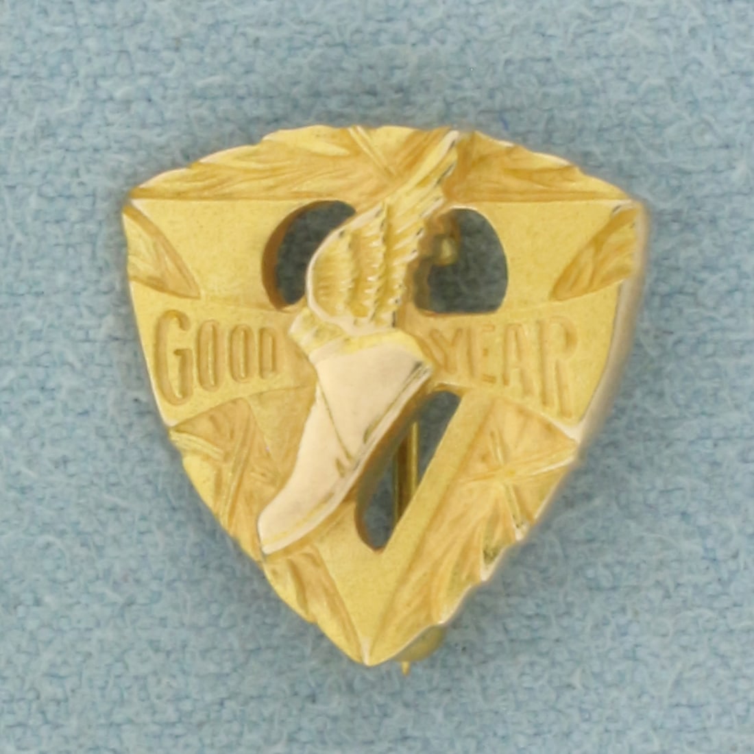 Vintage Goodyear Pin in 10k Yellow Gold: In 10k Yellow Gold. 1/2 inch long. 1/2 inch wide. 1.8g.