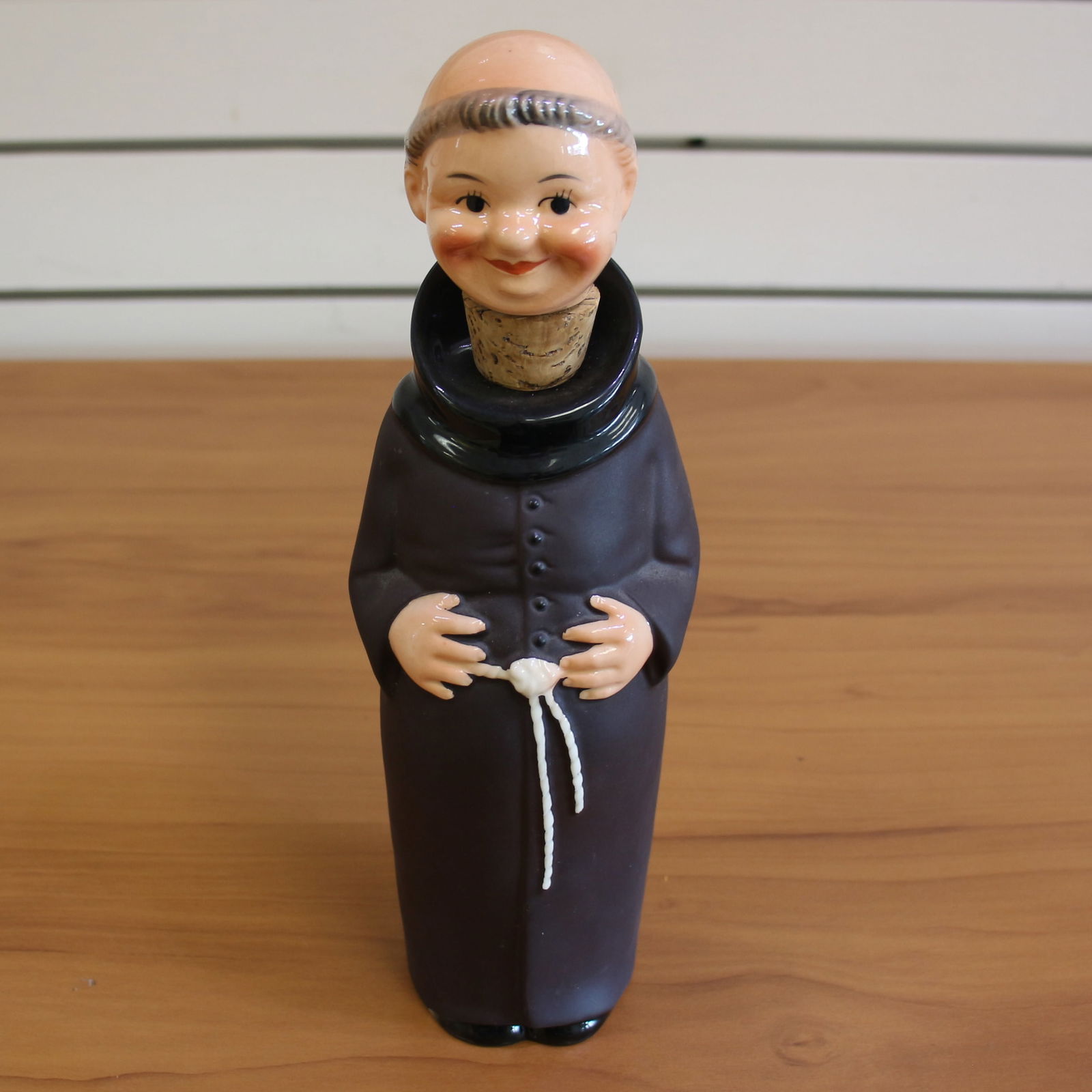Rare Vintage Goebel Friar Tuck Monk Decanter: 10 1/2 inches tall. 4 1/4 inches wide. Cork stopper head. Signed. #89095-25.