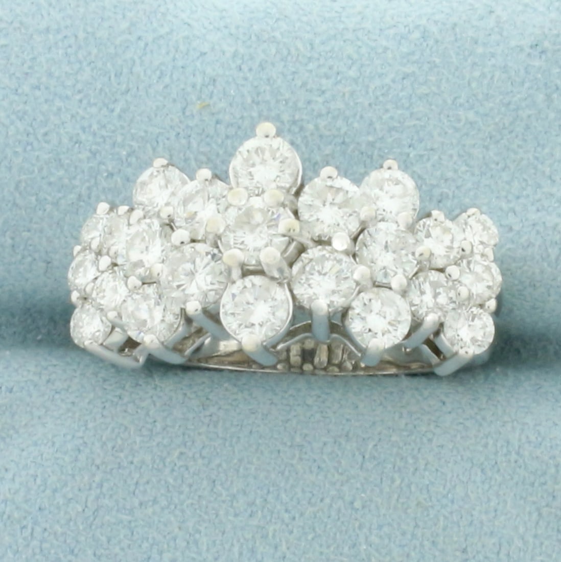 Vintage Diamond Cocktail Ring in 14K White Gold: In 14K White Gold. Contains twenty three high quality diamonds ranging from .1ct to .25ct each, 3.5ct TW, SI2 clarity/G color. Size 7. 7.0g