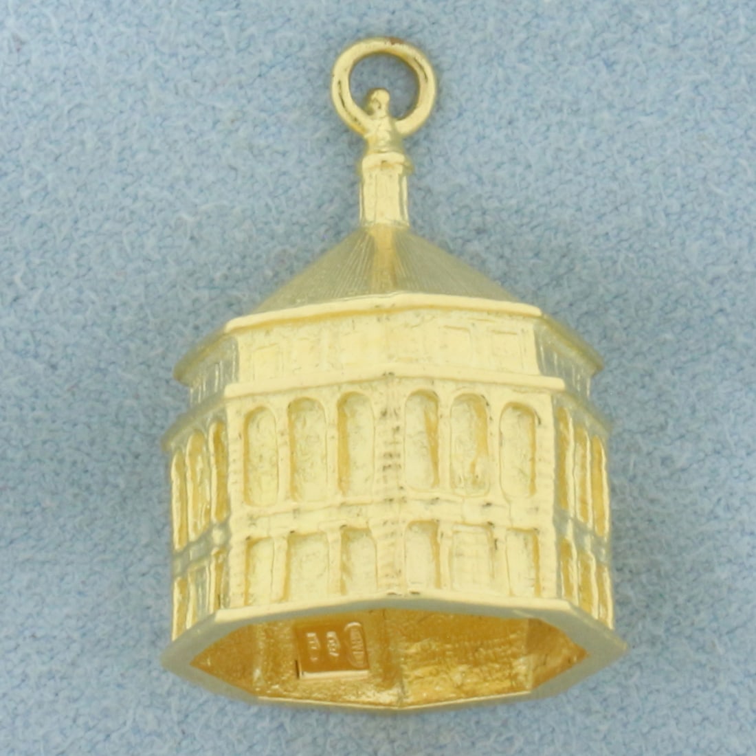 Baptistery of San Giovanni Pendant in 18K Yellow Gold: In 18K Yellow Gold. 1 inch long including bale. 5/8 inch wide. 8.9g