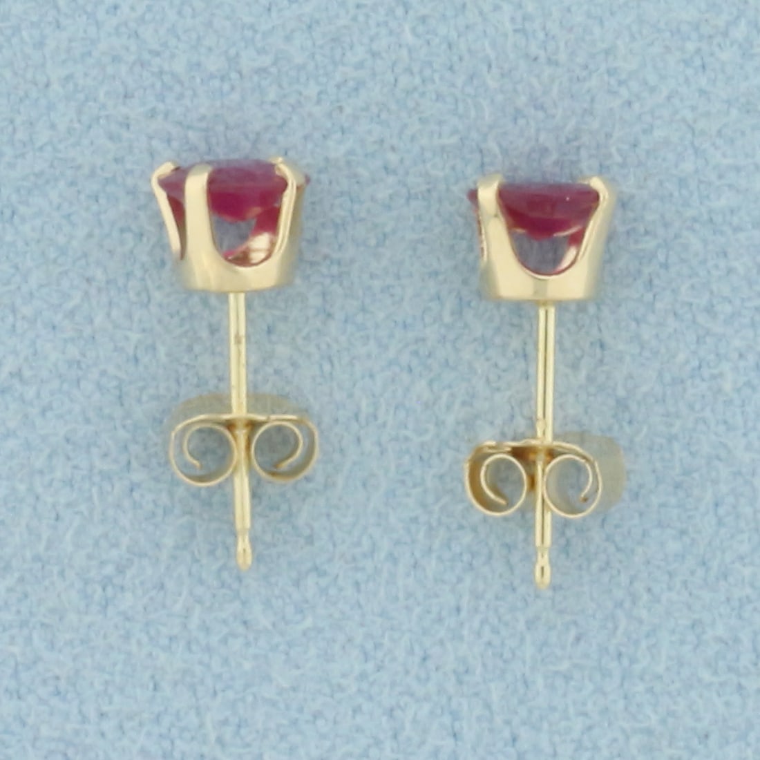 Ruby Stud Earrings in 14k Yellow Gold - 2