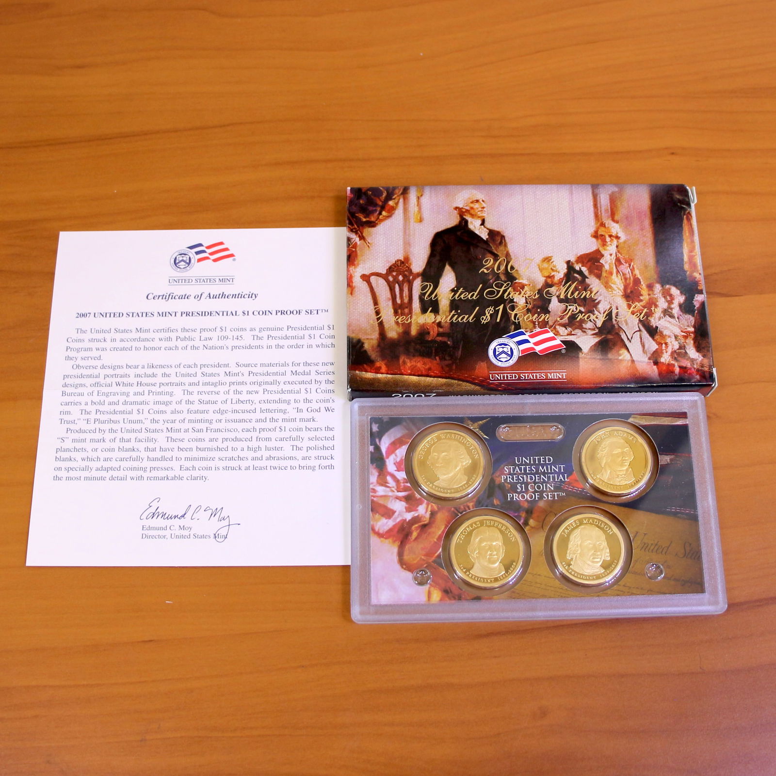 US Mint Presidential $1 Coin Proof Set OGP: One set from 2007-2010. Contains one United States Mint Presidential $1 Coin Proof Set. Set in original government packaging and contains certificate of authenticity.