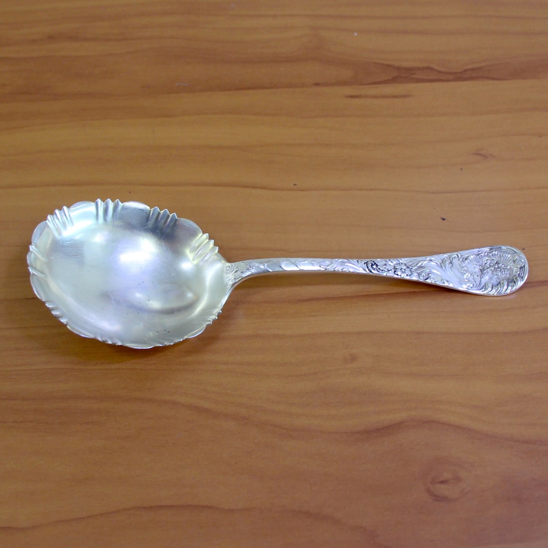 Antique Wood and Hughes "Louvre" Sterling Silver Serving Spoon: In .925 Sterling Silver. Contains one serving spoon - 8 1/2 inch. 82.3g.