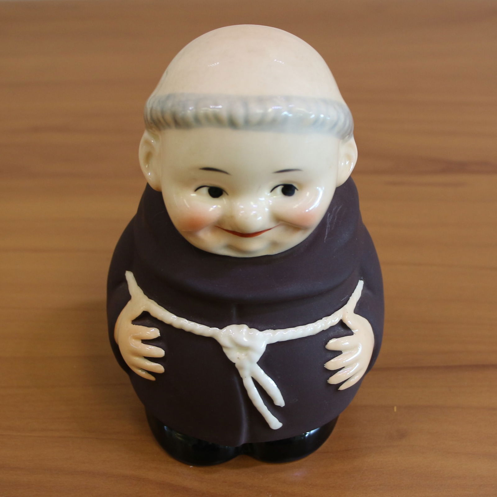 Rare Vintage Goebel Friar Tuck Monk Coin Bank: 4 1/2 inches tall. 3 1/4 inches wide. No key to open coin bank. Signed. #SD29.