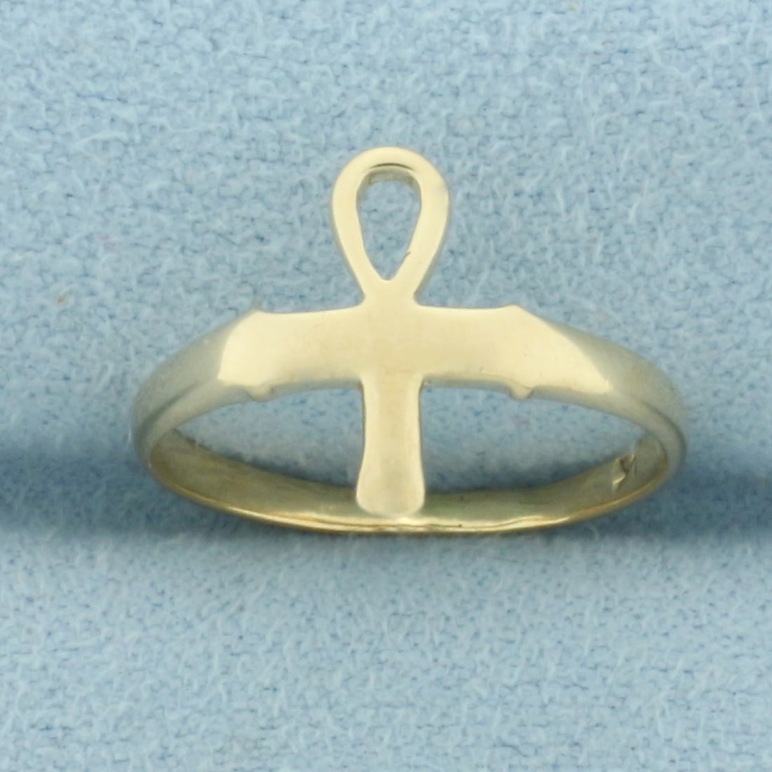 Ankh Ring in 14k Yellow Gold: In 14k Yellow Gold. 11.7mm wide at top center. Size 5.25. 1.2g.
