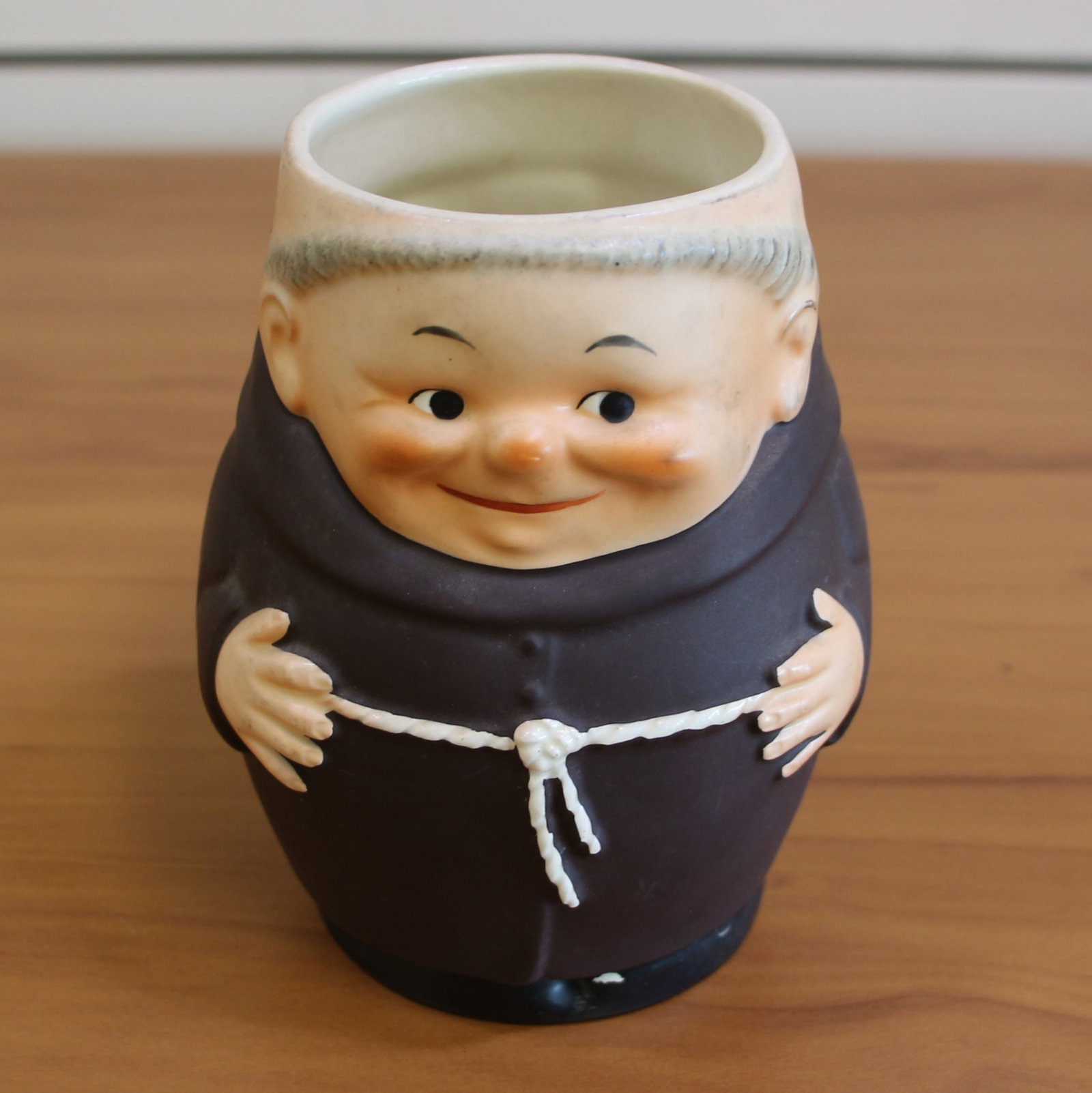 Rare Vintage Goebel Friar Tuck Monk Beer Mug: 5 1/2 inches tall. 4 1/2 inches wide (including handle). #T74/I.