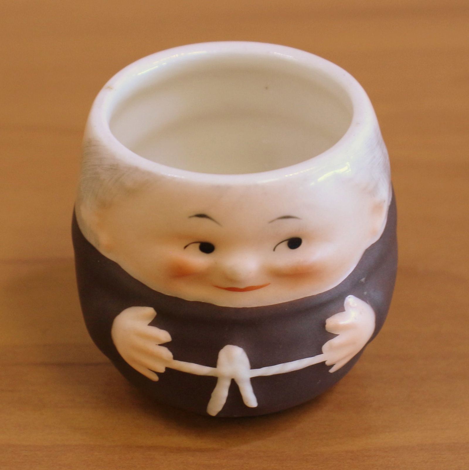 Rare Vintage Goebel Friar Tuck Monk Mini Sugar Cup or Sugar Bowl: 2 inches tall. 2 inches wide. #KL94.