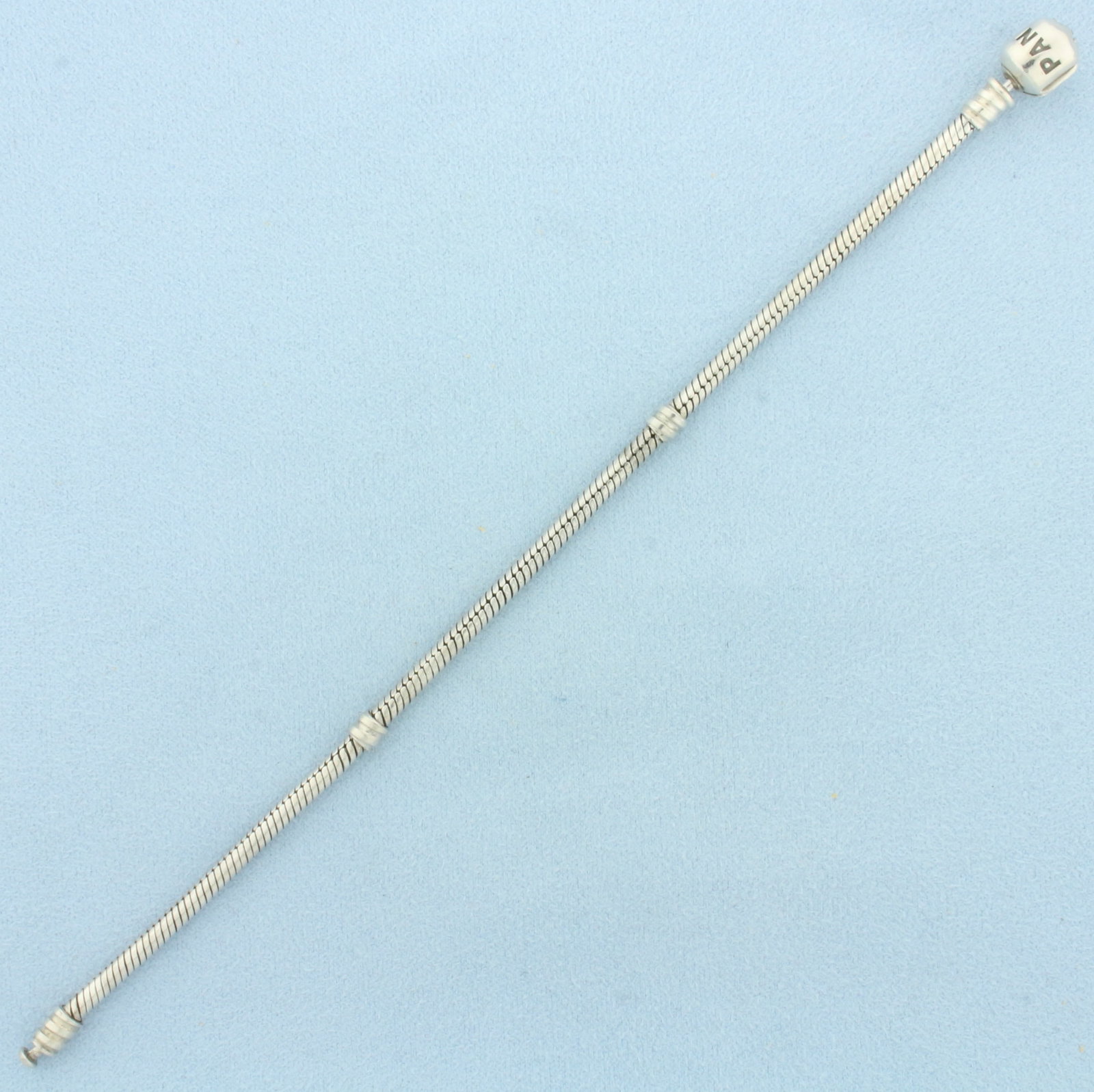 Pandora Moments Barrel Clasp Snake Chain Bracelet in Sterling Silver (1 of 3)