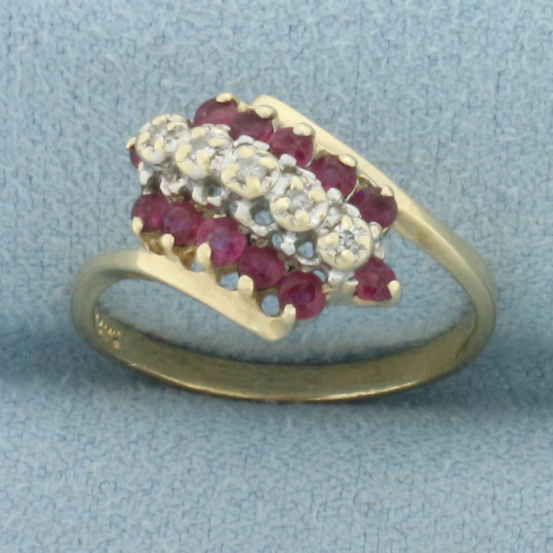 Ruby and Diamond Waterfall Ring in 10k Yellow Gold (1 of 4)