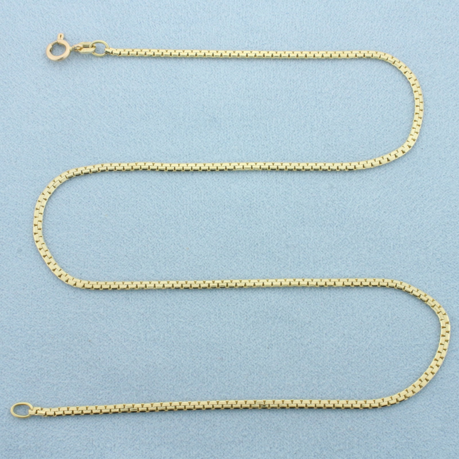 15 Inch Boston Link Chain Choker Necklace in 14k Yellow Gold: In 14k Yellow Gold. 15 inches long. 2mm wide. Spring clasp. 5.4g.