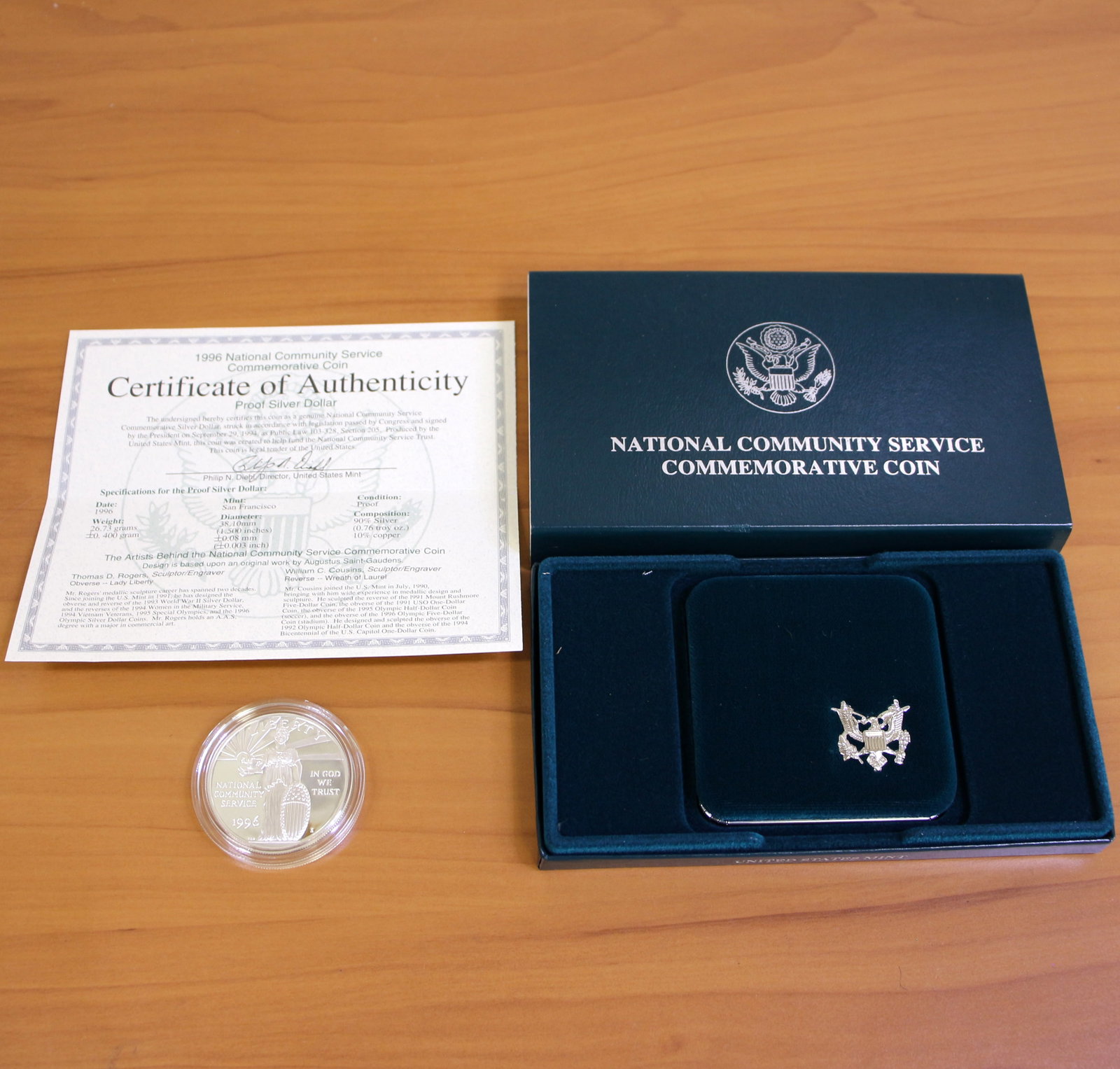 US Mint National Community Service Silver Dollar Proof Coin OGP (1 of 3)