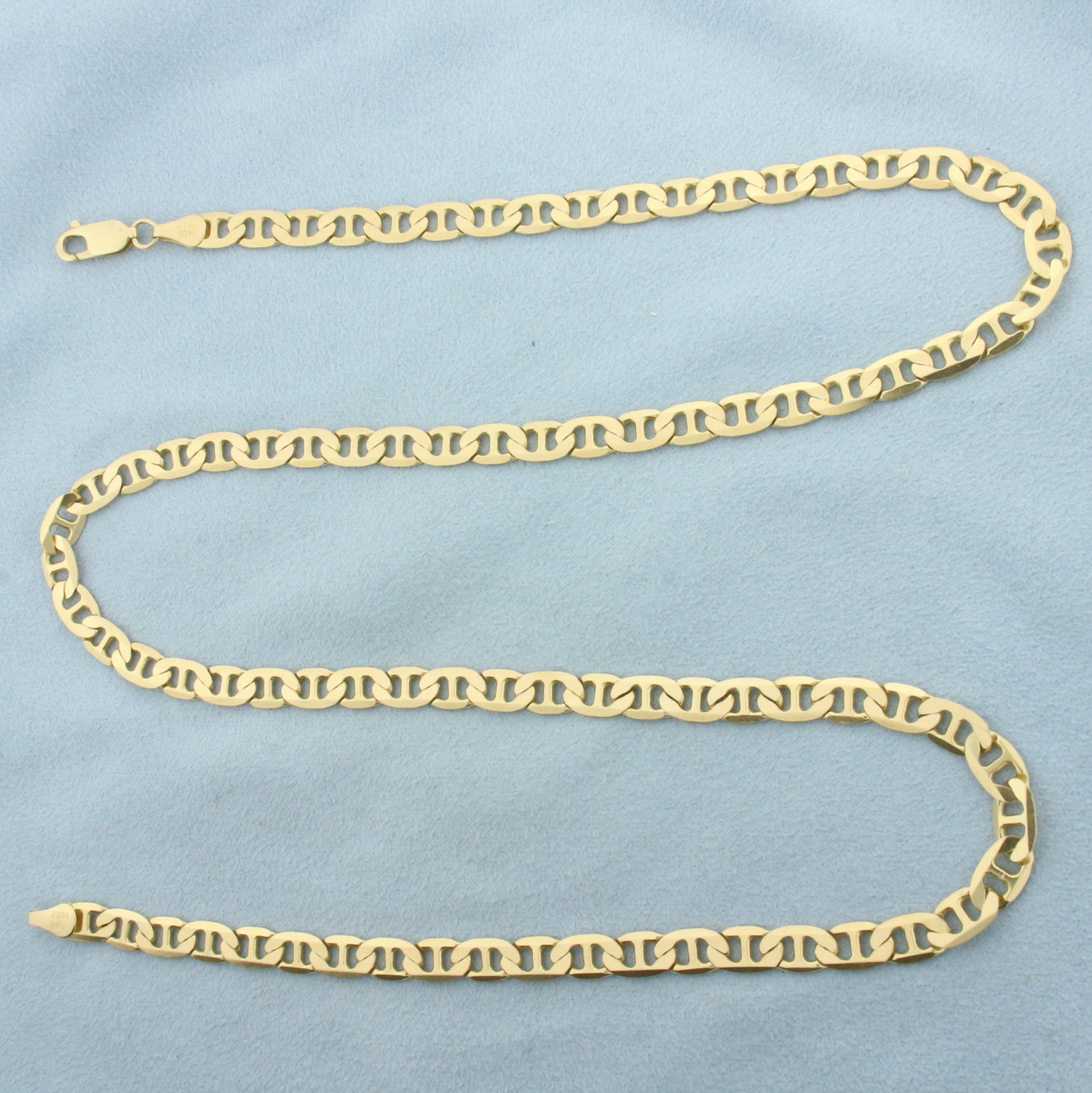 Italian 25 Inch Anchor Mariner Link Chain Necklace in 14k Yellow Gold: In 14k Yellow Gold. 25 inches long. 6mm wide. Italian made. Lobster clasp. 31.6g.