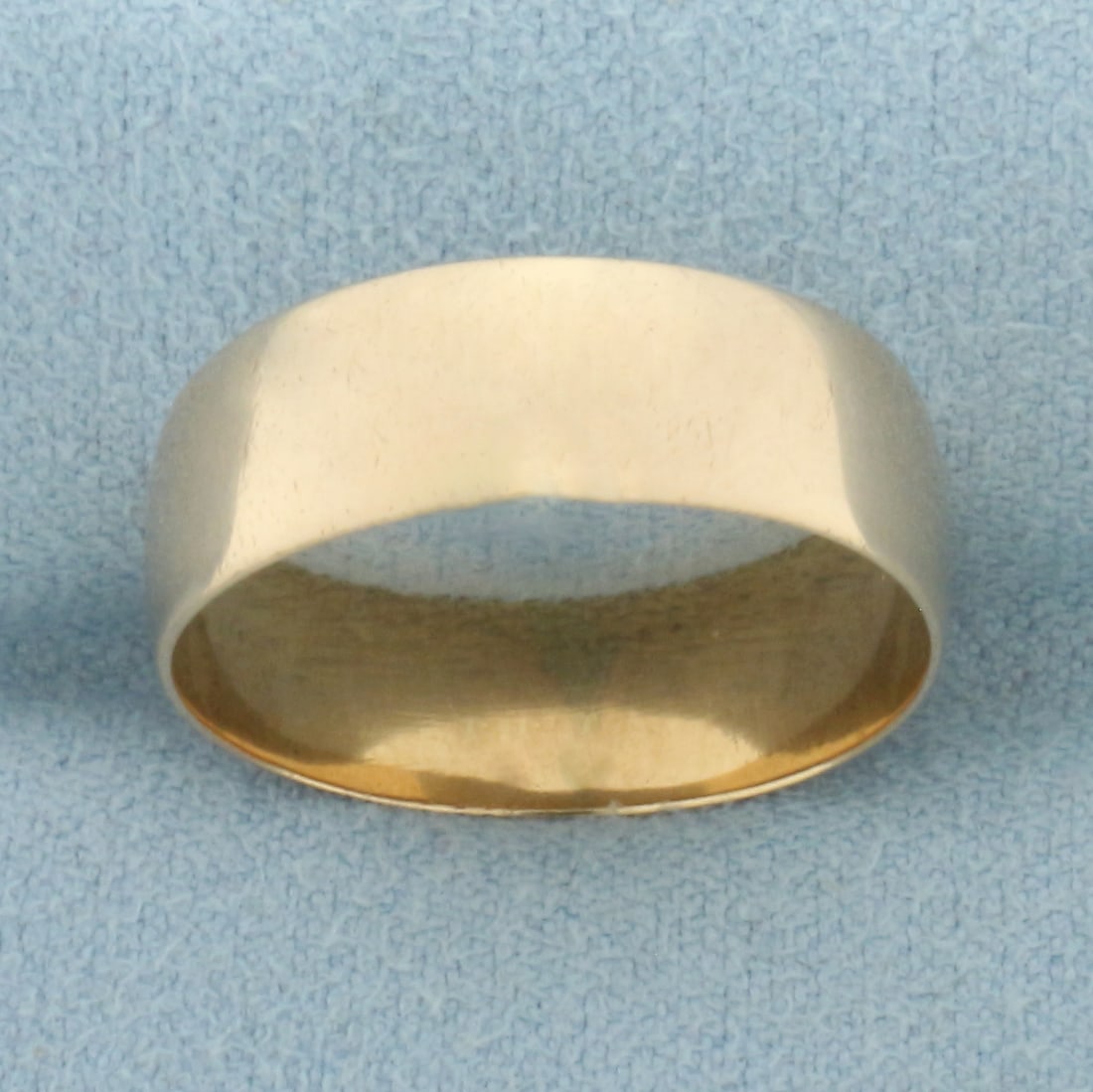 Antique Mens Wedding Band Ring in 14k Yellow Gold: In 14k Yellow Gold. 7mm wide. Very light hand engraving inside showing "1898" date. Size 10. 4.2g.