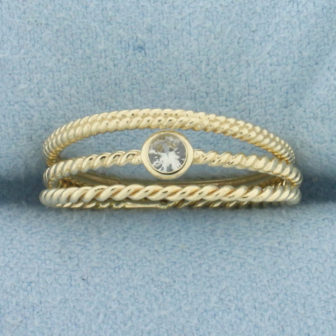 White Sapphire Stacking Rings Set of 3 in 14k Yellow Gold (1 of 4)