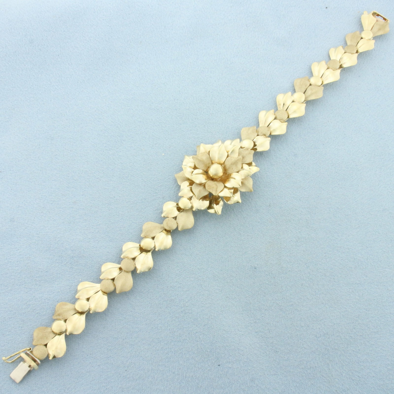 Italian Designer Flower Bracelet in 14k Yellow Gold (1 of 3)
