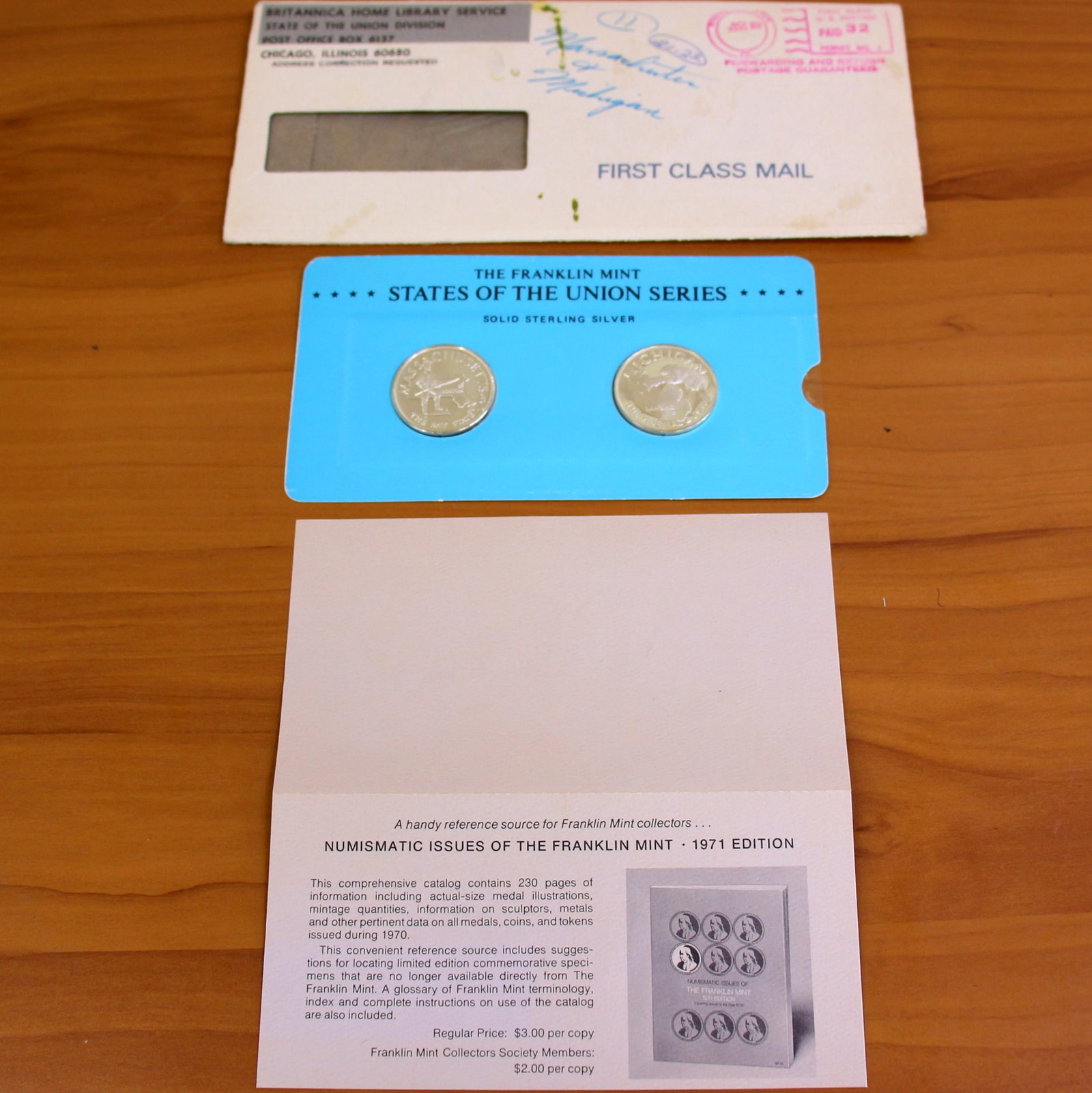 Franklin Min States of the Union Sterling Silver Coins Massachusetts and Michigan Original Packaging (1 of 2)