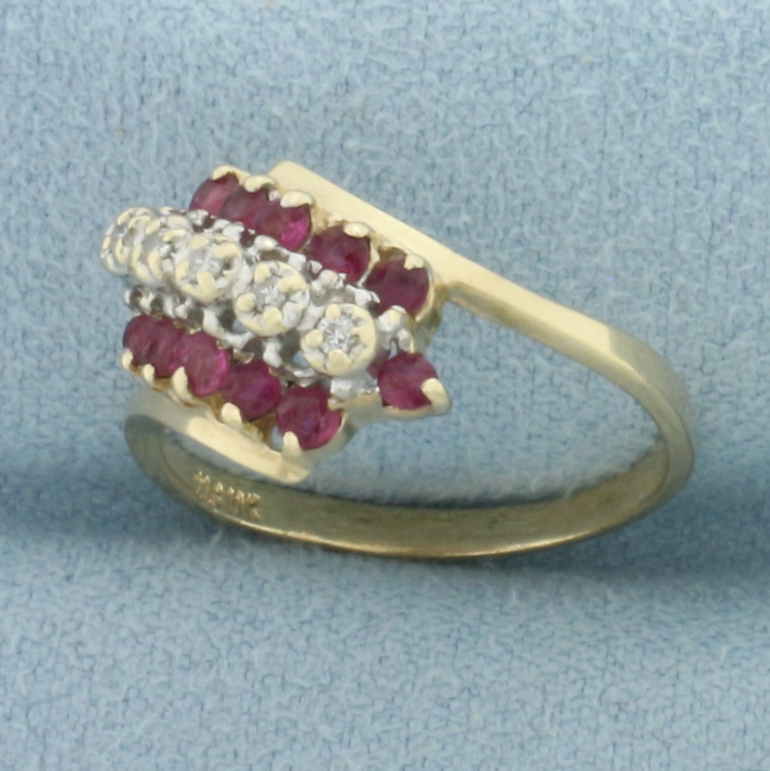 Ruby and Diamond Waterfall Ring in 10k Yellow Gold - 2