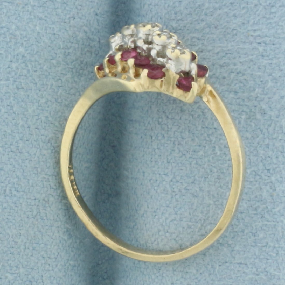 Ruby and Diamond Waterfall Ring in 10k Yellow Gold - 3