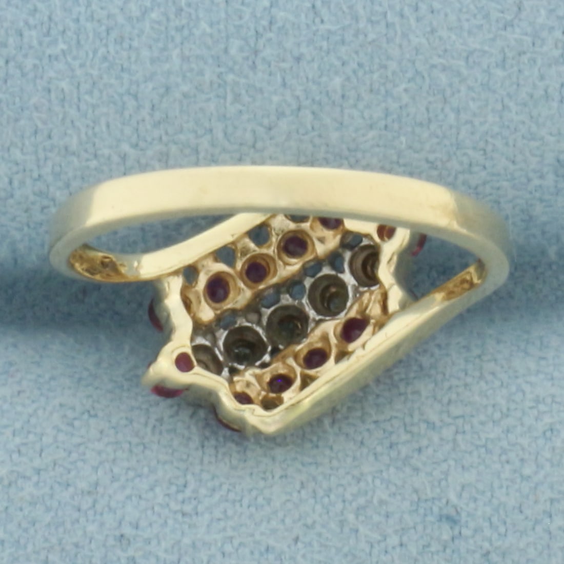 Ruby and Diamond Waterfall Ring in 10k Yellow Gold - 4