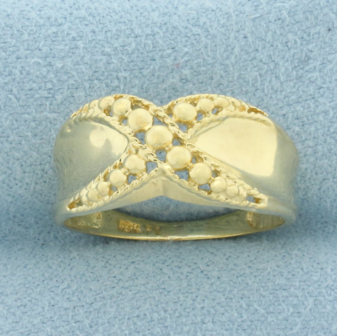 Criss Cross Bead Design Ring in 18k Yellow Gold (1 of 4)